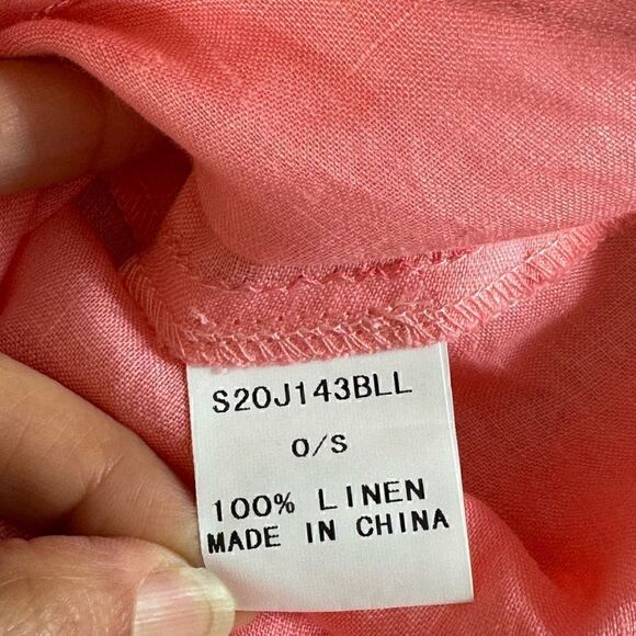 Amelline linen poncho one size with studs shoulder details Minimalist coral New - Picture 7 of 10